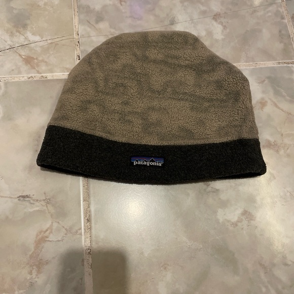 VTG 90s Y2K Patagonia Men's One Size Fleece Beanie Cap Black Tan Camouflage